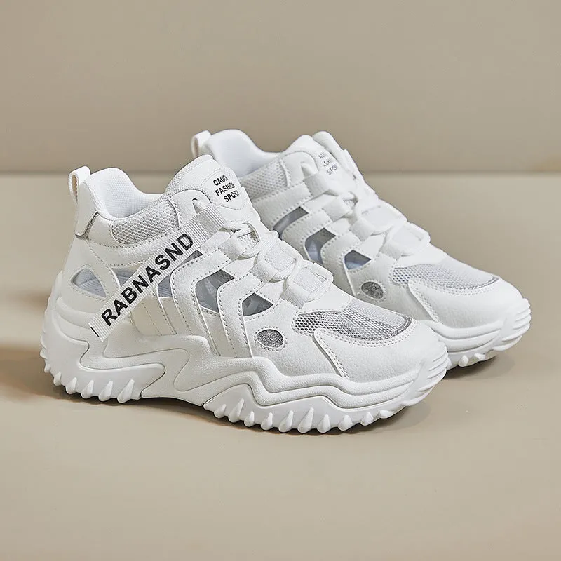2025  Korean version of the new dad shoes women  summer hollow breathable student sports shoes casual shoes thick sole heightening Z307