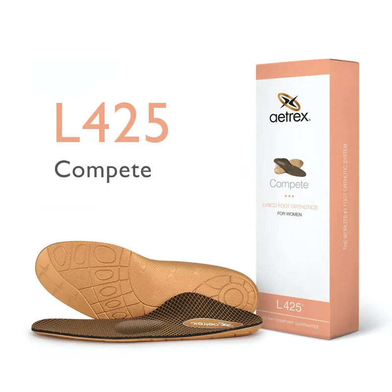 Aetrex Women's Compete Posted Orthotics With Metatarsal Support for Flat & Low Arches
