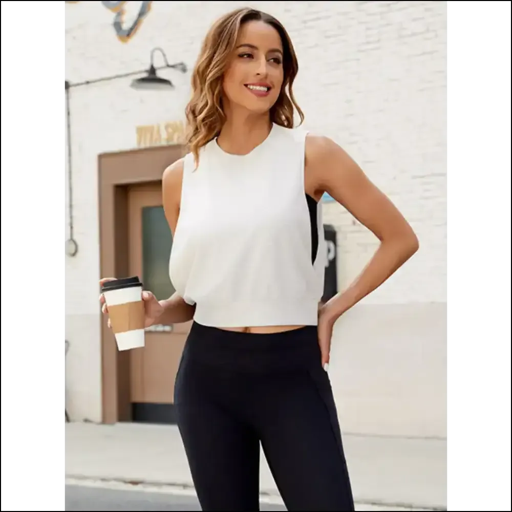 Chic Round Neck Crop Tank - Flirty & Fashionable