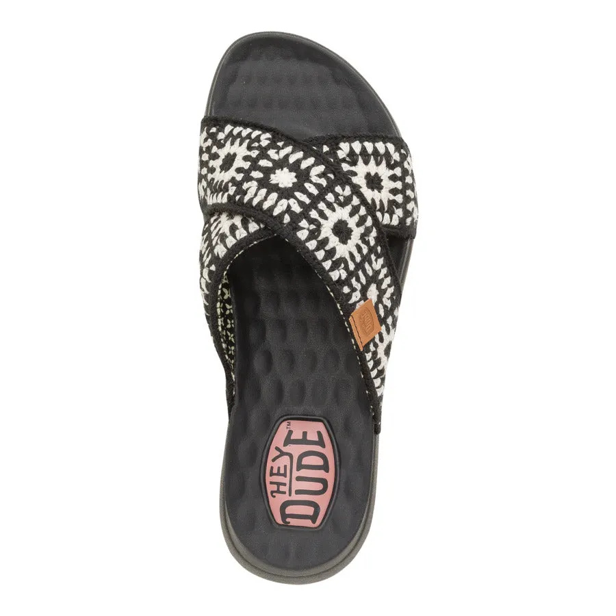Christi Slide Cottage Crochet - Black/White