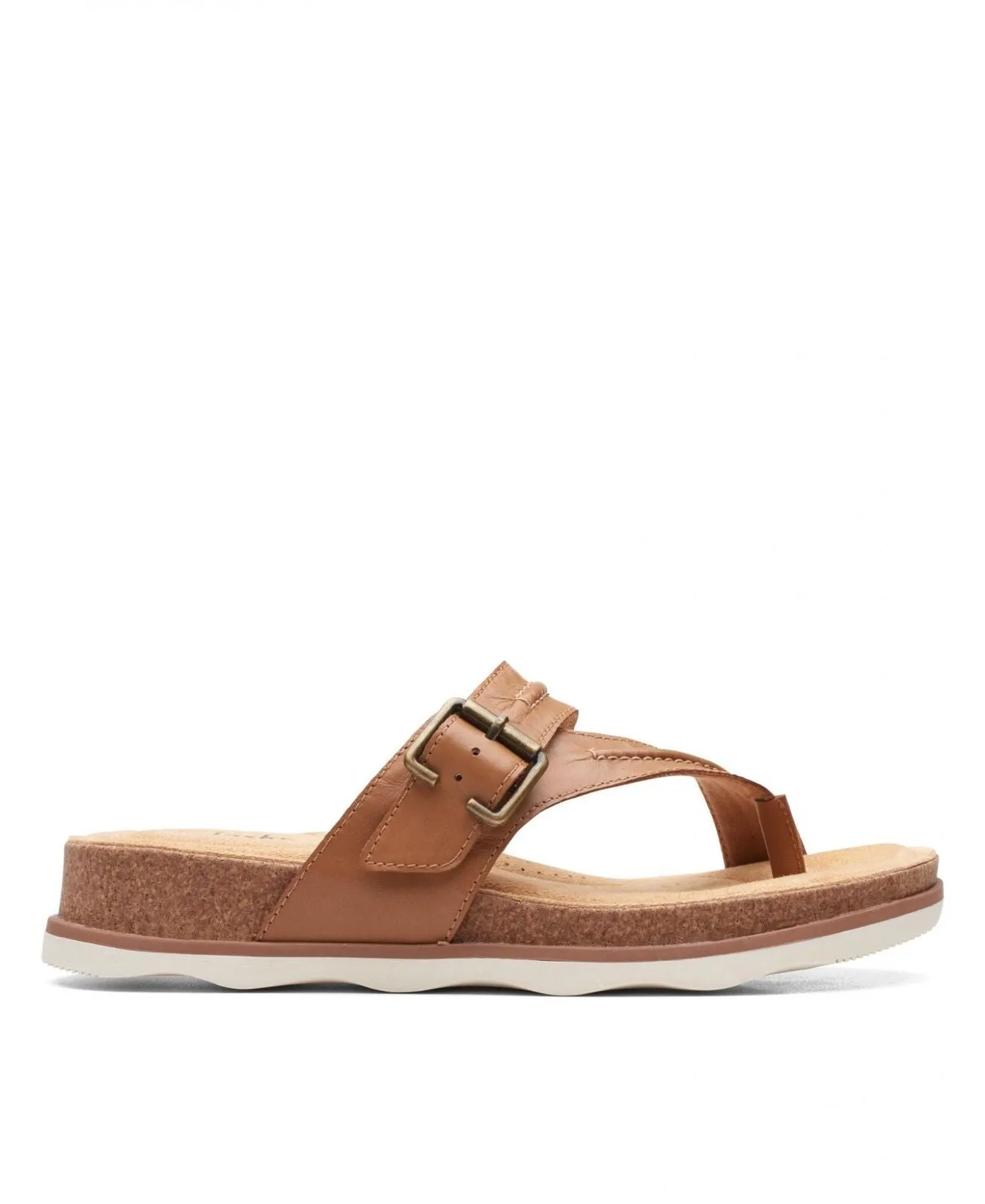 Clarks Women's Collection Brynn Madi Sandal Shoes Light Tan Leather Brown 6W