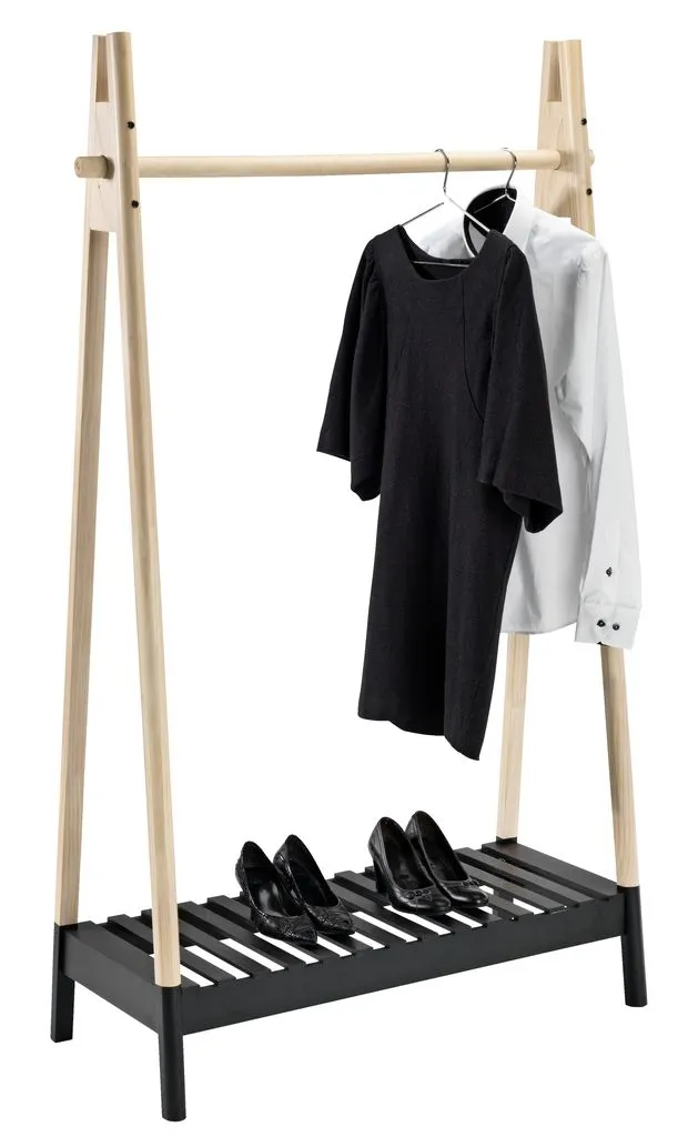 Contemporary eco-Conscious High Quality Clothes Rail with Shoe Rack | Natural & Black | 1.7m  High