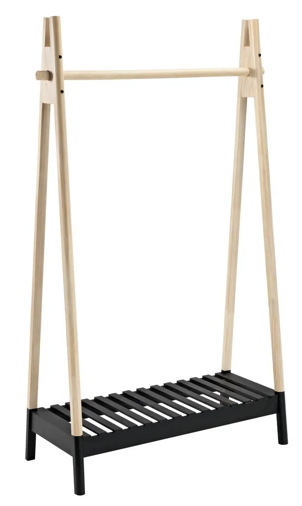 Contemporary eco-Conscious High Quality Clothes Rail with Shoe Rack | Natural & Black | 1.7m  High