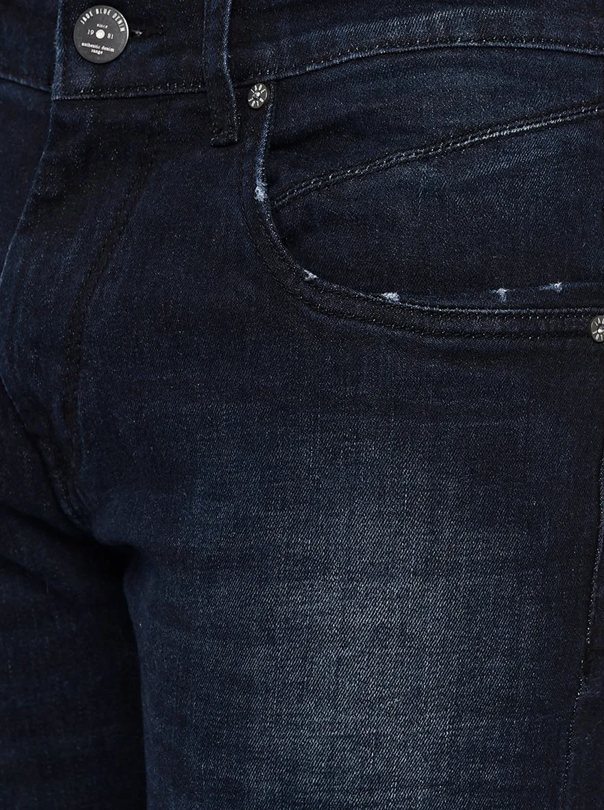 Dark Blue Solid Slim Fit Jeans | JadeBlue