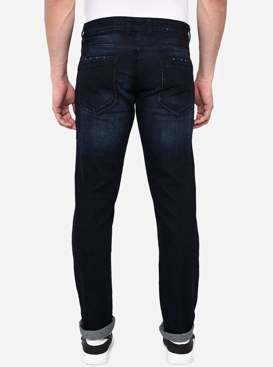 Dark Blue Solid Slim Fit Jeans | JadeBlue