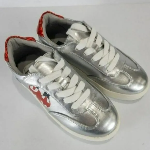 DKNY Girls Silver Heart Sneakers 13
