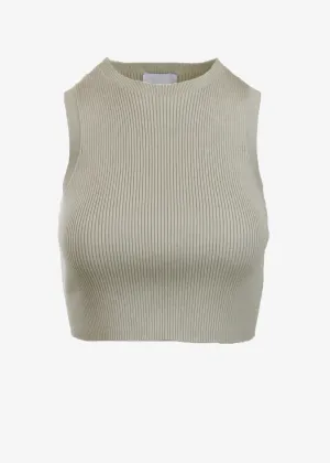 EMMA RIBBED CROP TANK - CEMENT GREY