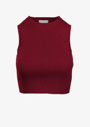 EMMA RIBBED CROP TANK - CRIMSON