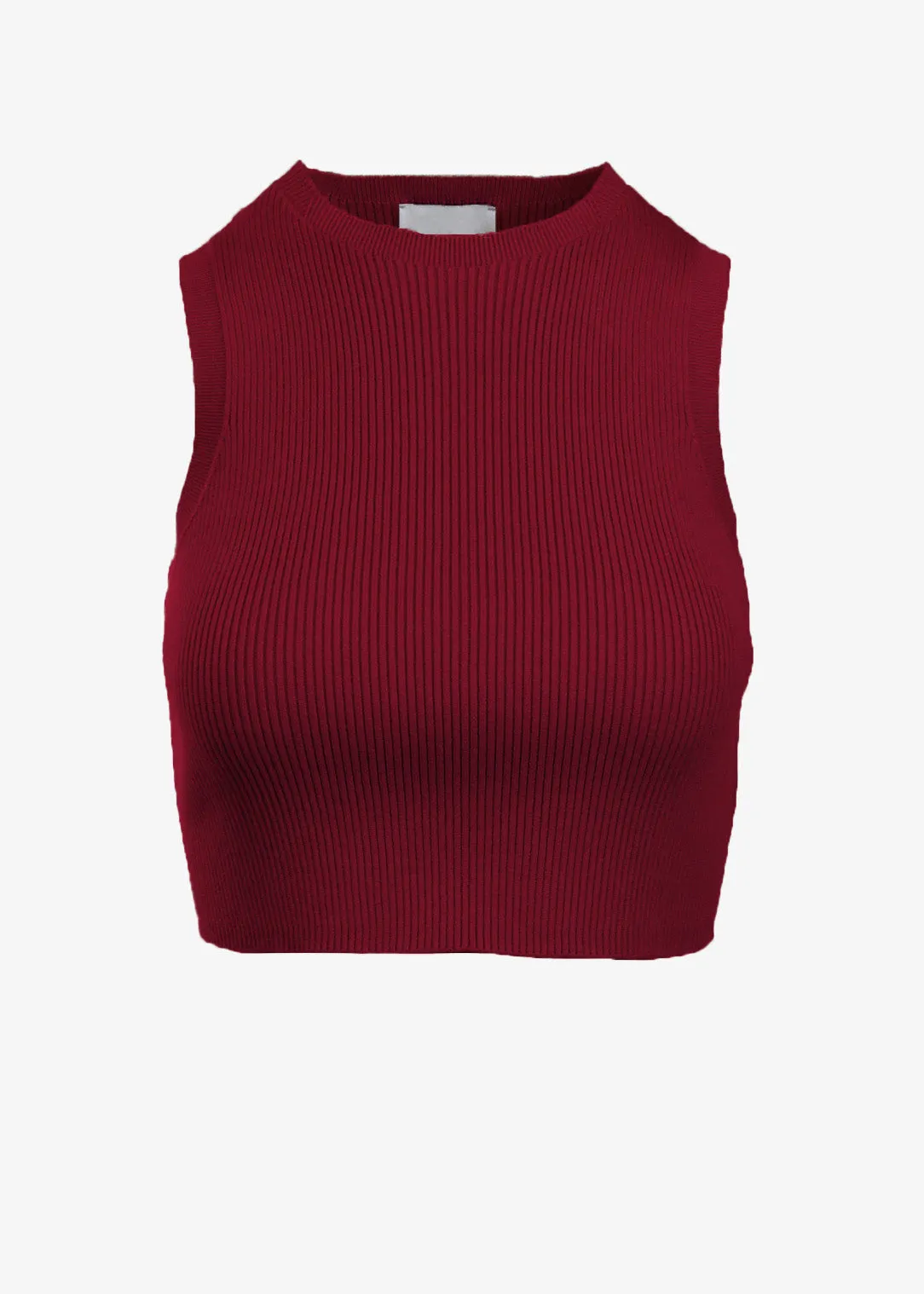 EMMA RIBBED CROP TANK - CRIMSON