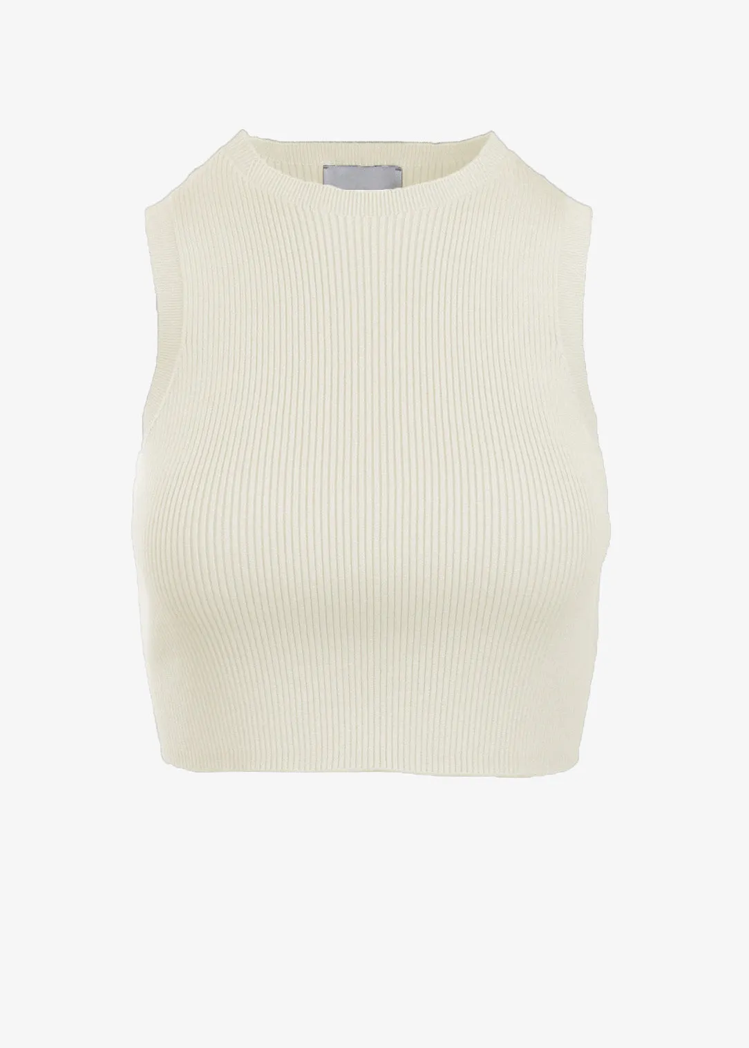 EMMA RIBBED CROP TANK - IVORY