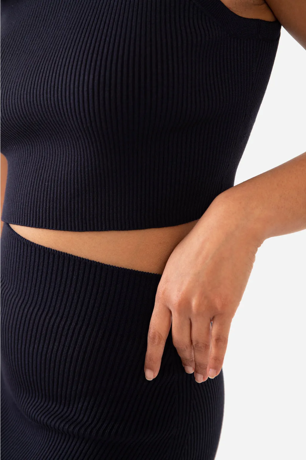 EMMA RIBBED CROP TANK - LODEN GREEN