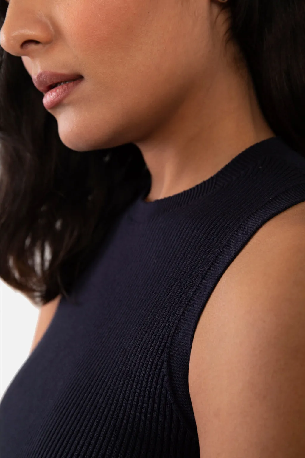 EMMA RIBBED CROP TANK - LODEN GREEN