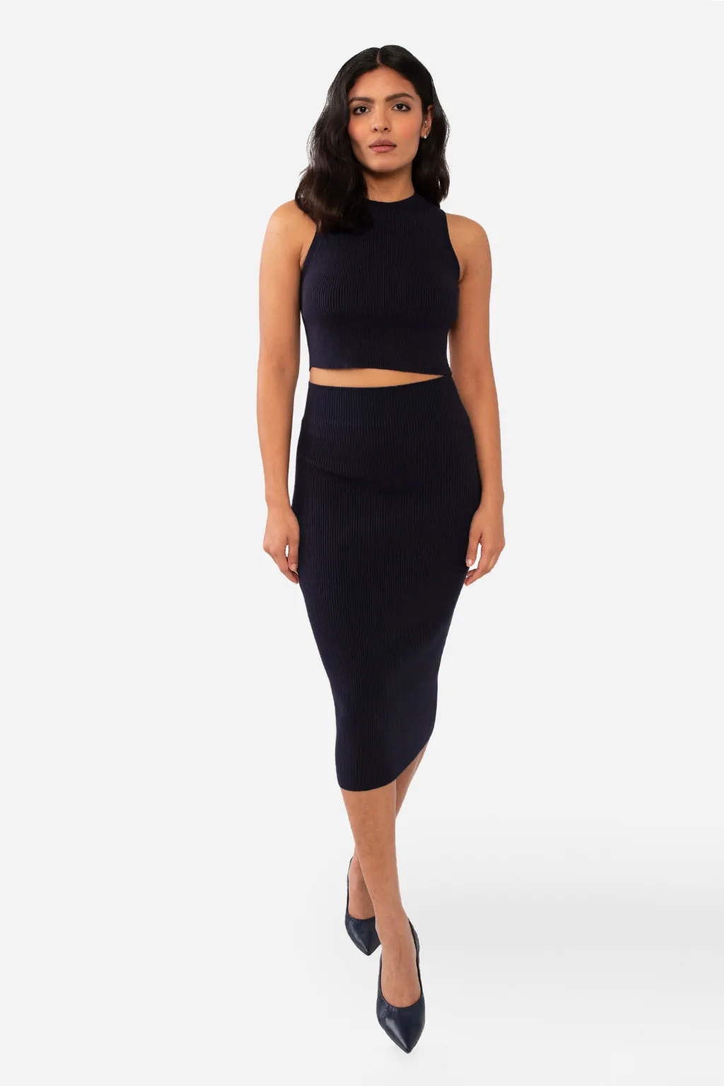 EMMA RIBBED CROP TANK - LODEN GREEN
