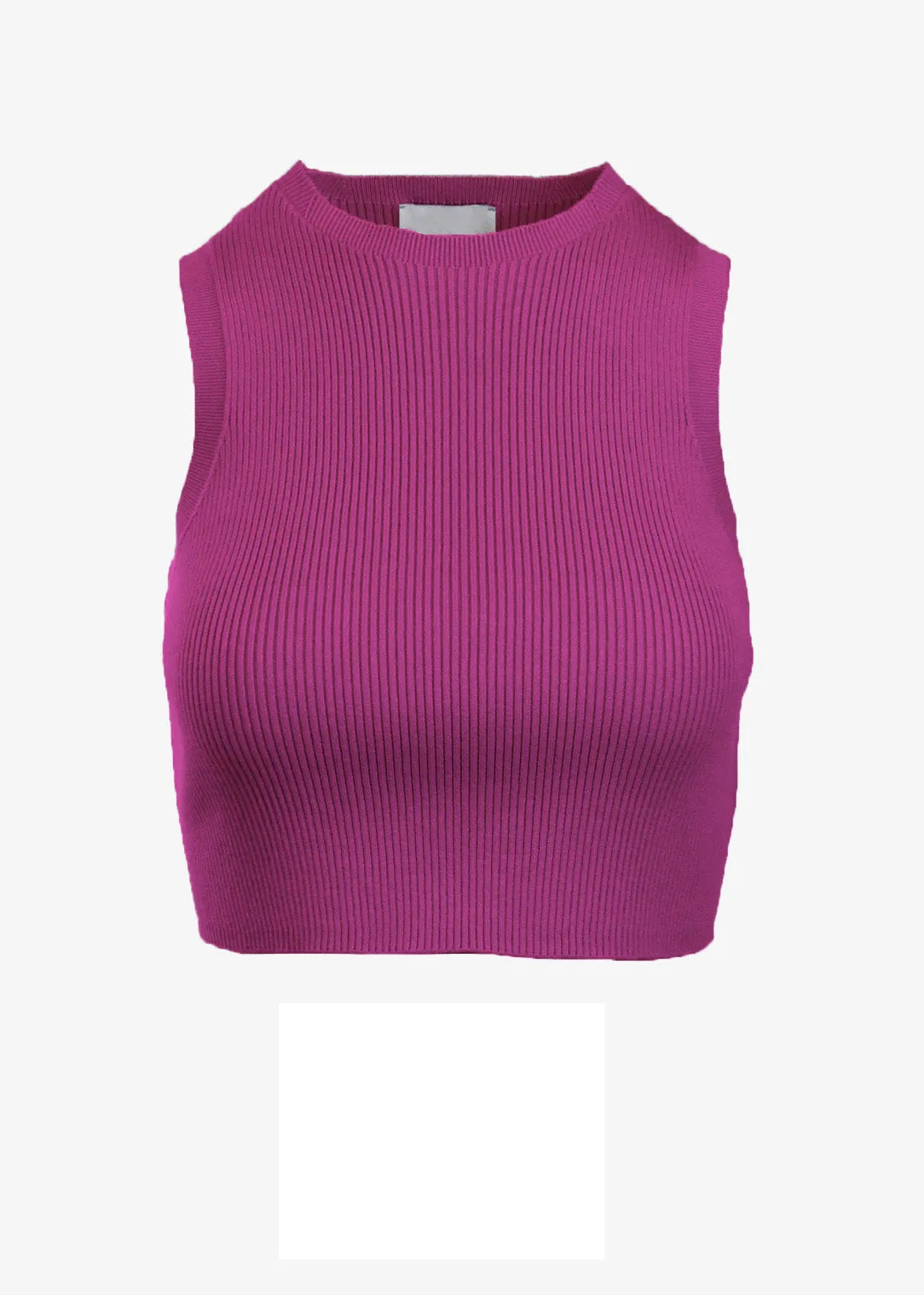 EMMA RIBBED CROP TANK - MAGENTA