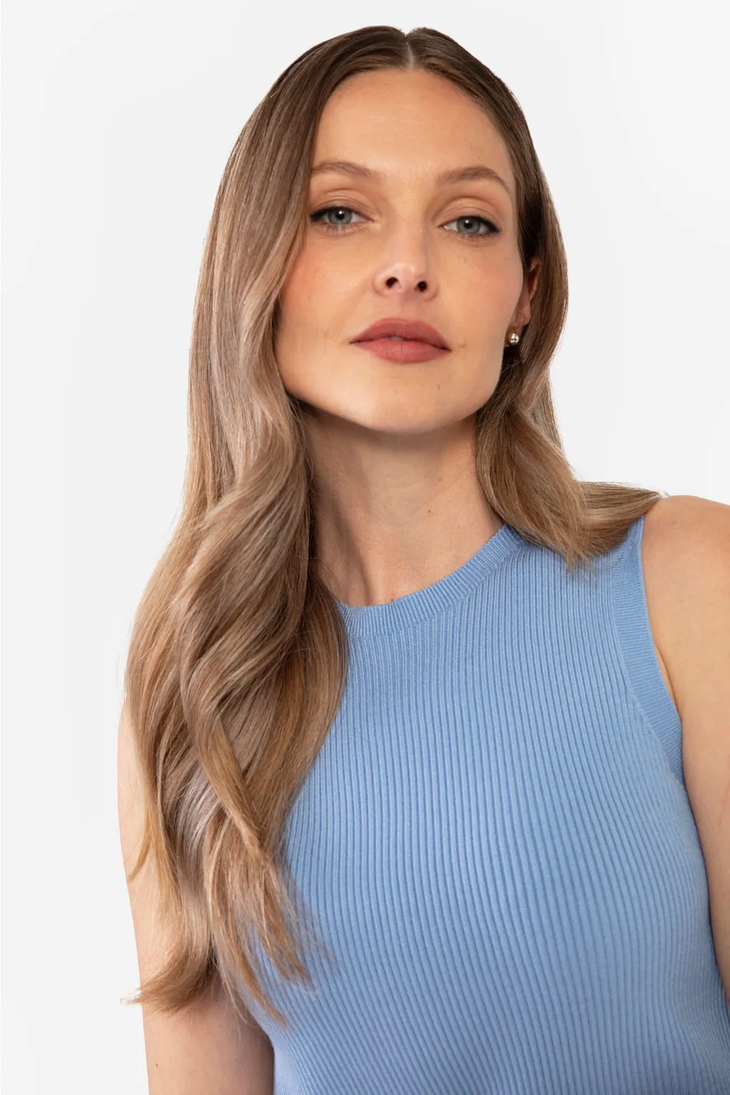 EMMA RIBBED CROP TANK - PEACH