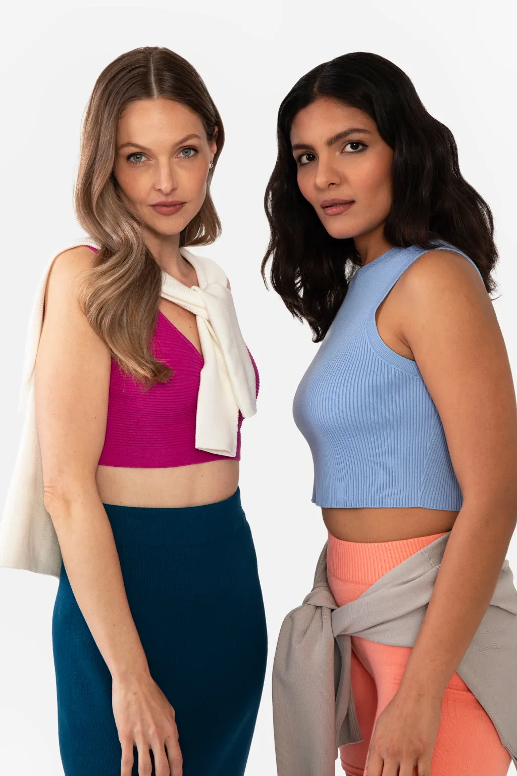 EMMA RIBBED CROP TANK - PEACH