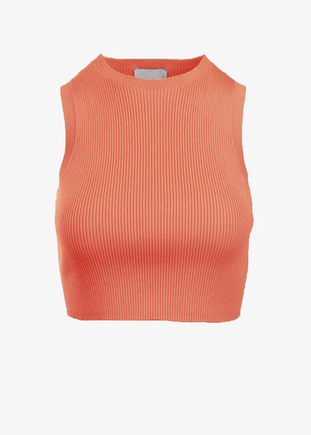 EMMA RIBBED CROP TANK - PEACH