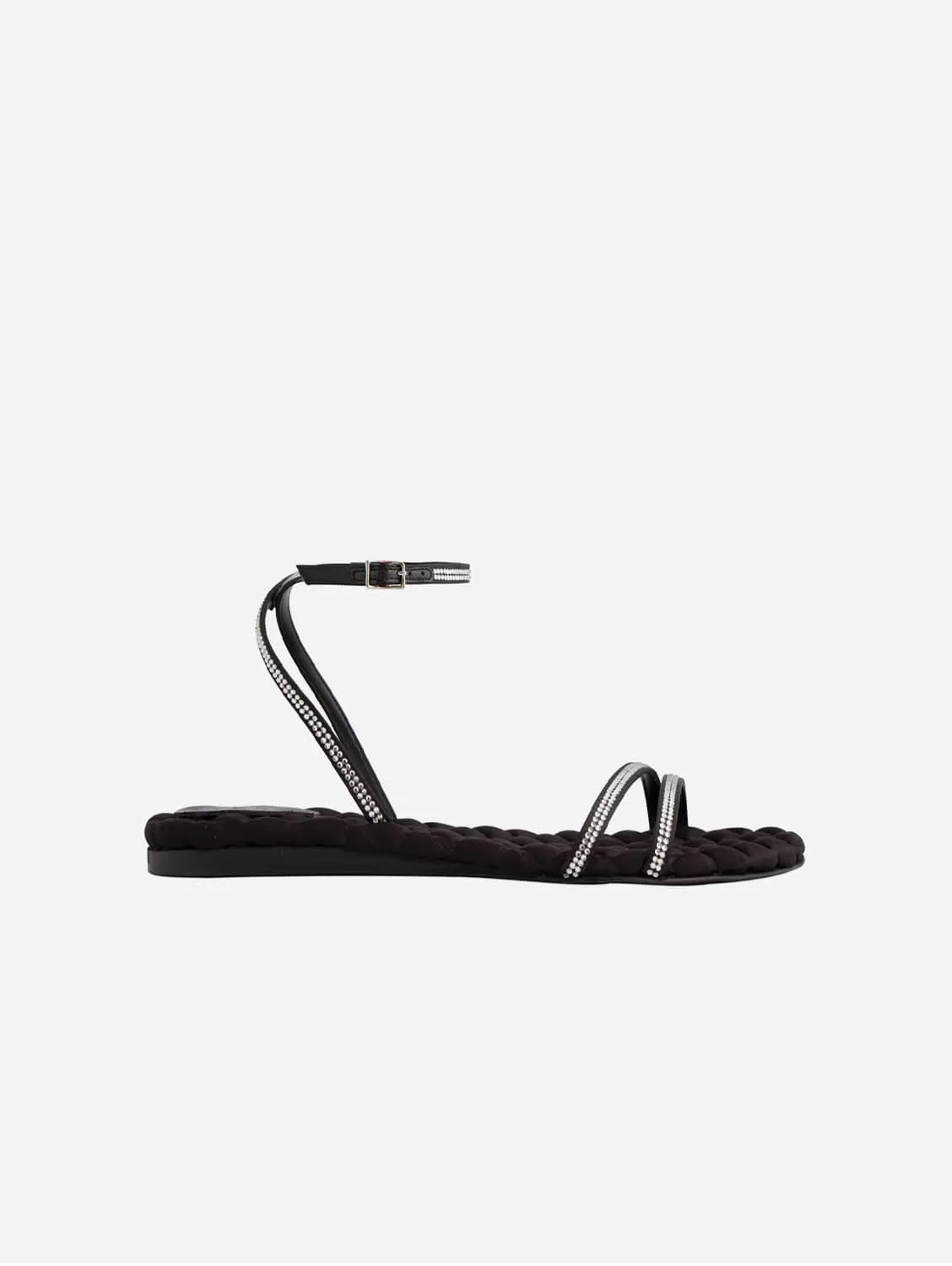 Faye Vegan Cotton Cushioned Sandals | Black Crystal
