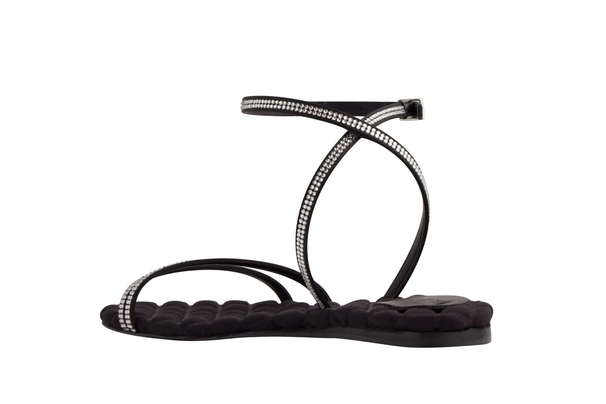Faye Vegan Cotton Cushioned Sandals | Black Crystal