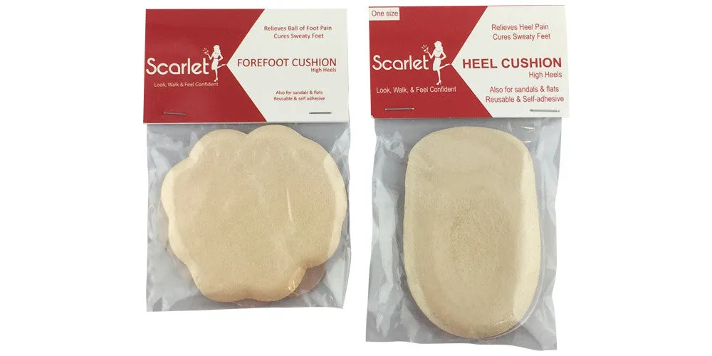Forefoot & Heel Cushions combo: Lush Ball-of-Foot & Heel Shoe Inserts with Gel for High Heels and Flats