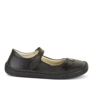 Froddo Nina Flowers Barefoot Black Leather School Shoe