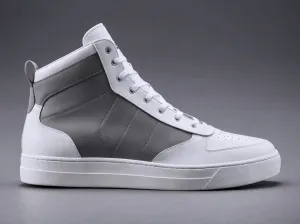 Grey & White Leather Sprint Lace-Up Sneakers with White Sole - Sneakers Shoes