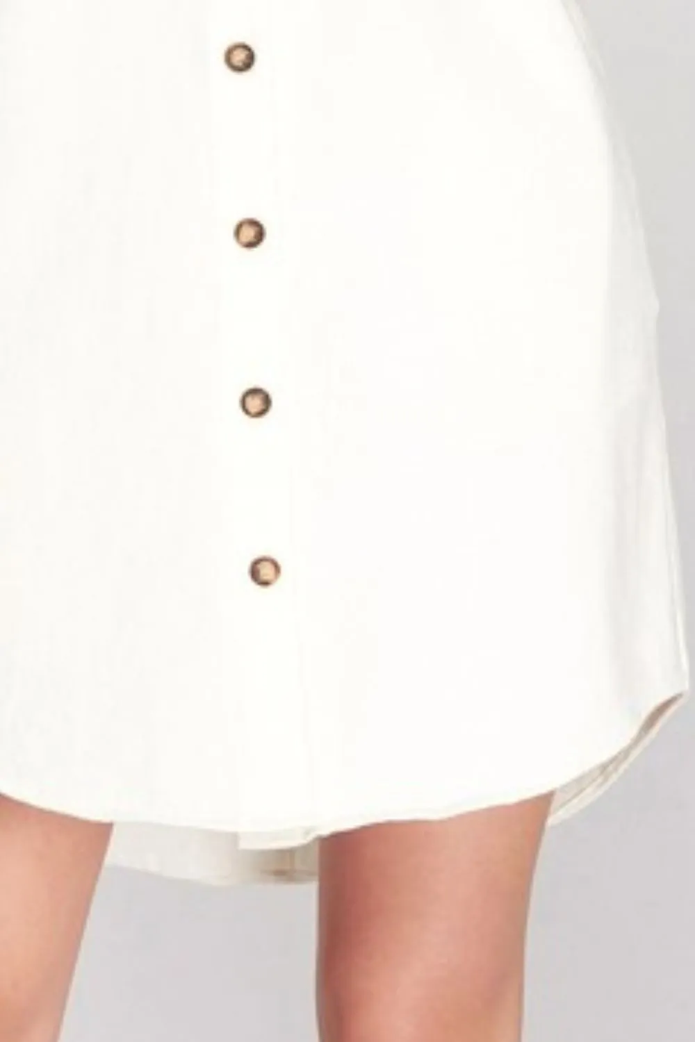 Hazel Blues® | She   Sky Folded Cuff Button Down Washed Twill Shirt Dress