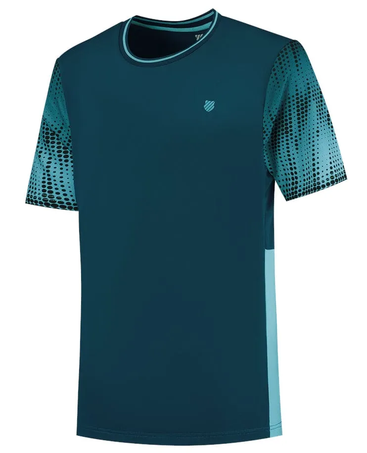 K-Swiss Hypercourt Print Crew 3 Badminton T-Shirt - Blue Opal