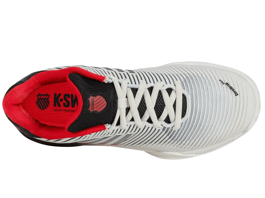 K-Swiss Men's Hypercourt Express 2 Wide Shoes (BRIGHT WHITE/STRETCH LIMO/HIGH RISK RED)