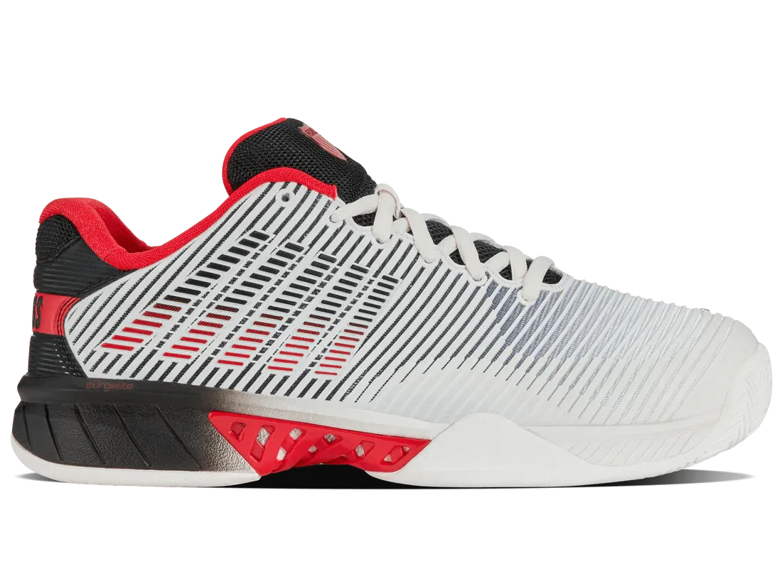 K-Swiss Men's Hypercourt Express 2 Wide Shoes (BRIGHT WHITE/STRETCH LIMO/HIGH RISK RED)