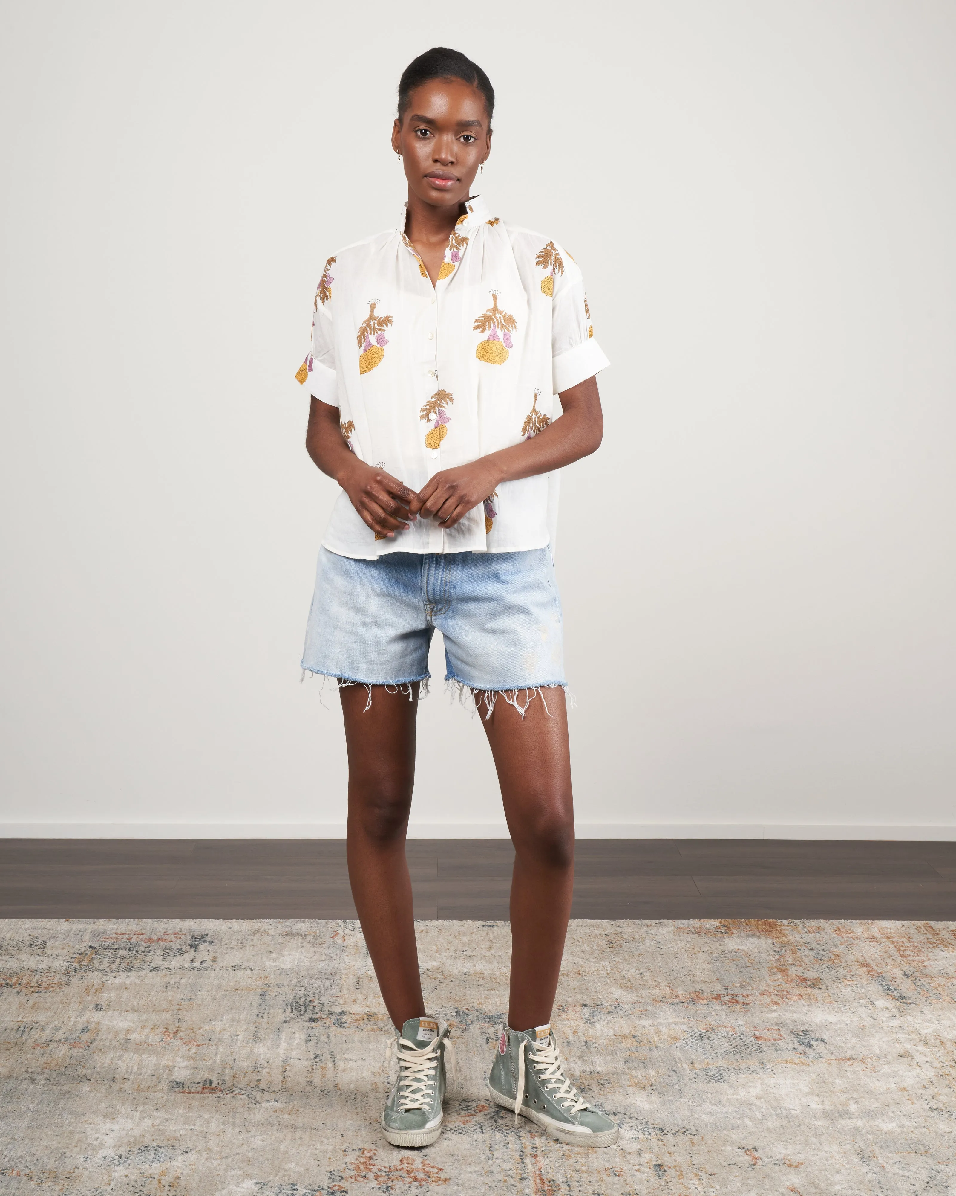 kitsey goldenrod shirt - white/yellow goldenrod