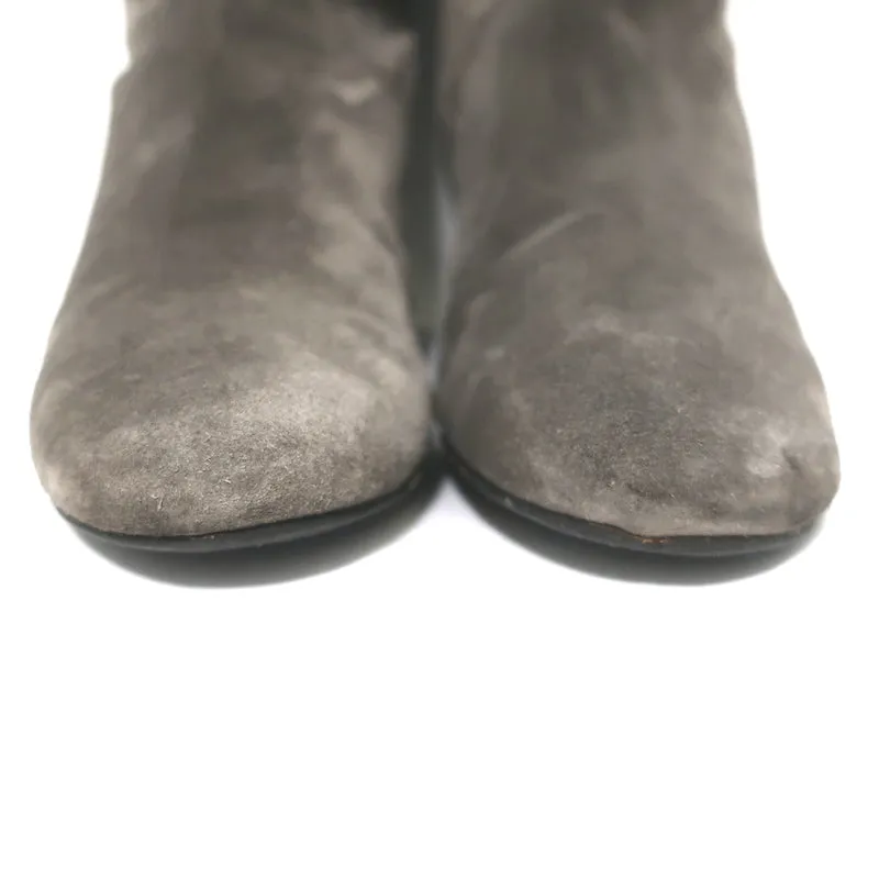 Lanvin Knee High Hidden Wedge Boots Gray Suede Size 39