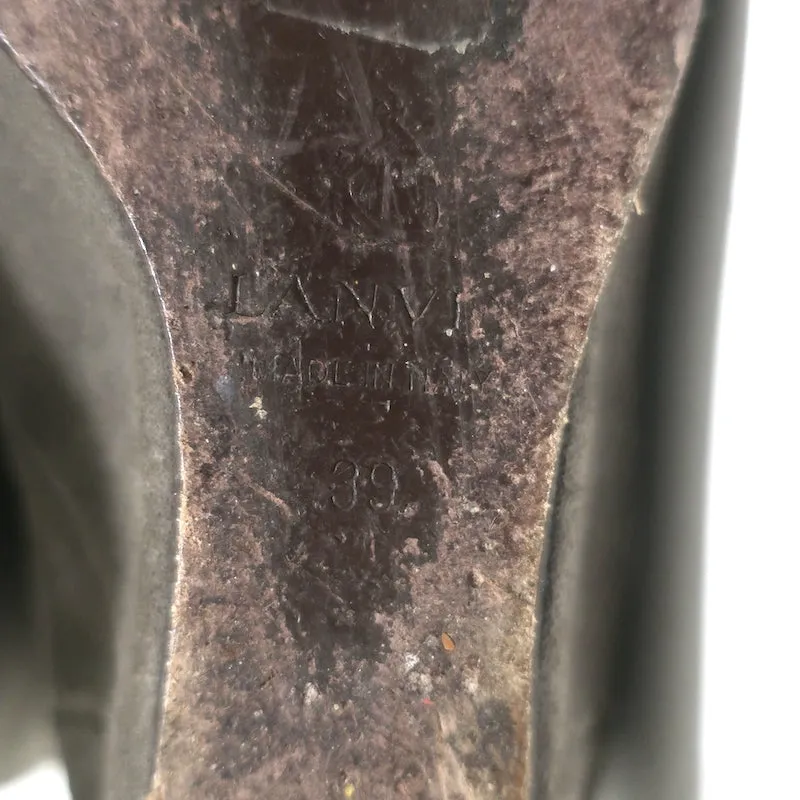 Lanvin Knee High Hidden Wedge Boots Gray Suede Size 39