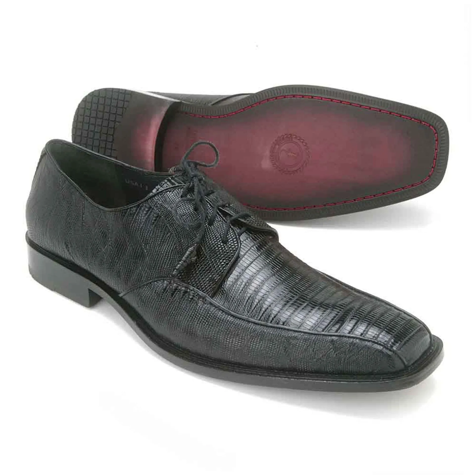 Los Altos Bicycle Toe LaceUp Genuine Black Lizard Shoes