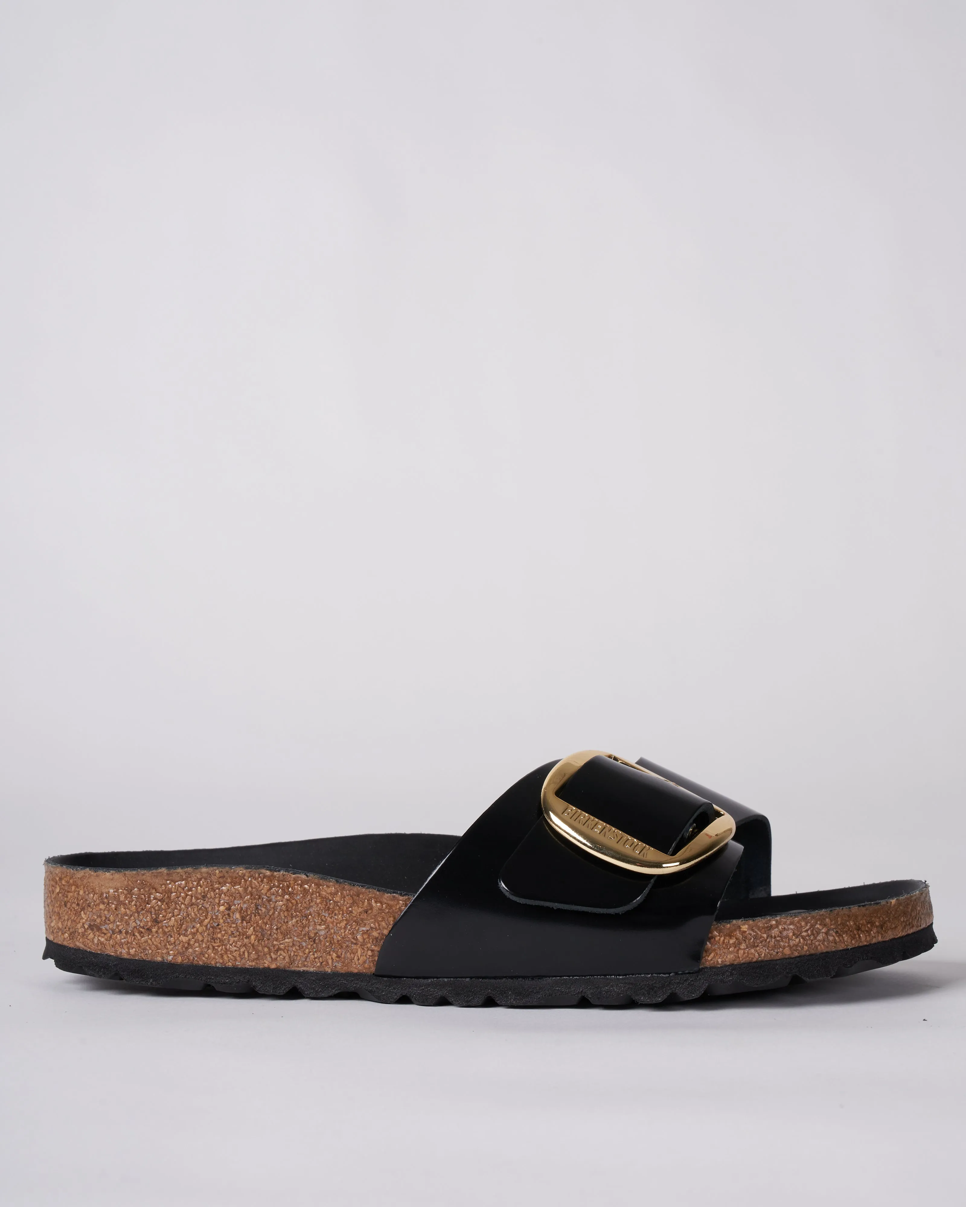madrid big buckle - black high shine leather