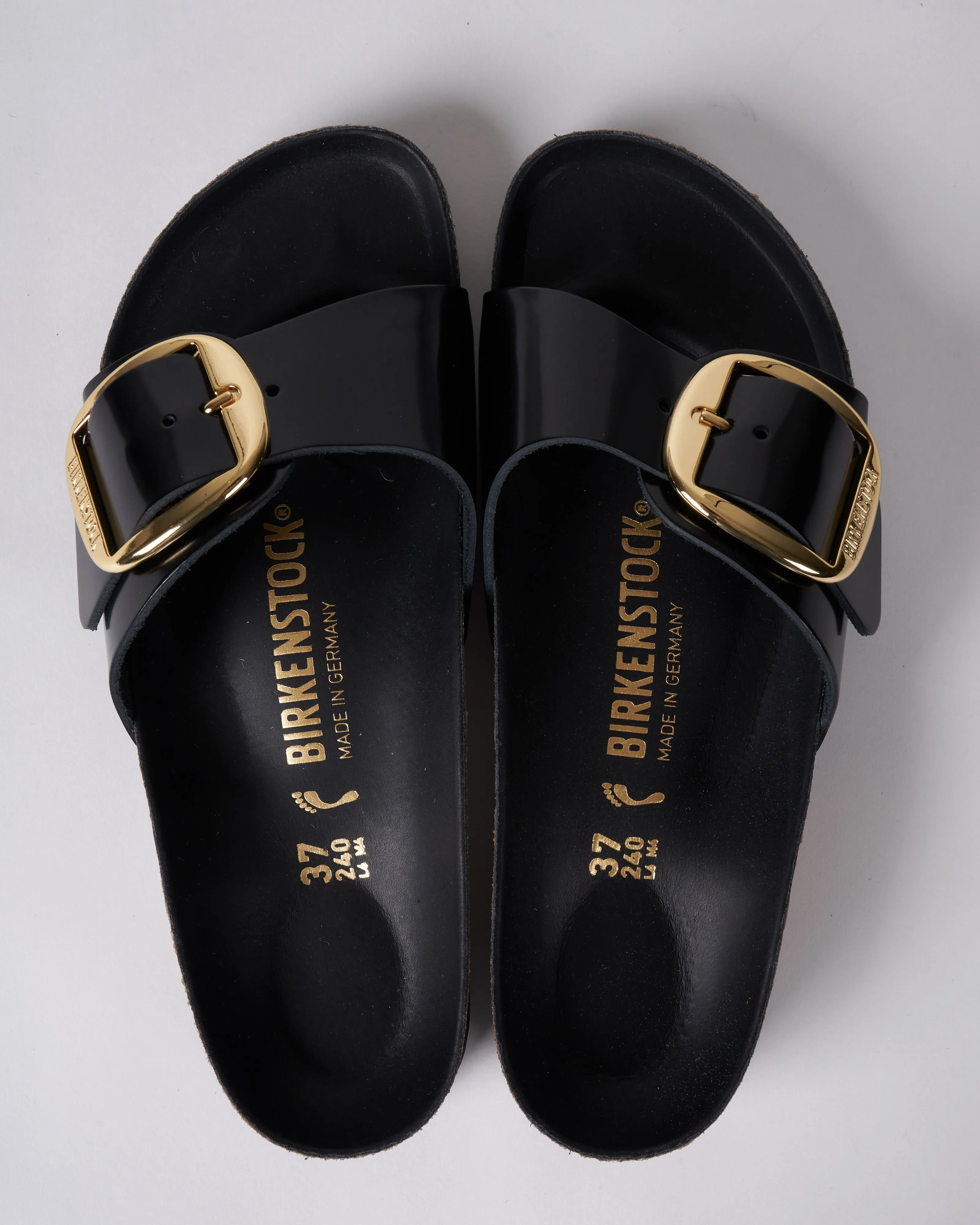 madrid big buckle - black high shine leather