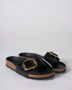 madrid big buckle - black high shine leather