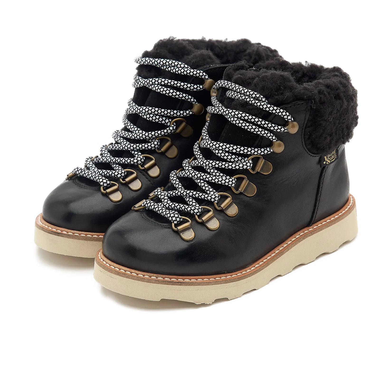MAMA Eddie Fur Lined Leather Hiking Boot (Black)