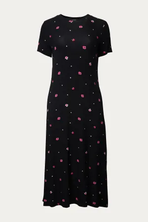 MIKA FLORAL-PRINT STRETCH-JERSEY T-SHIRT MIDI DRESS