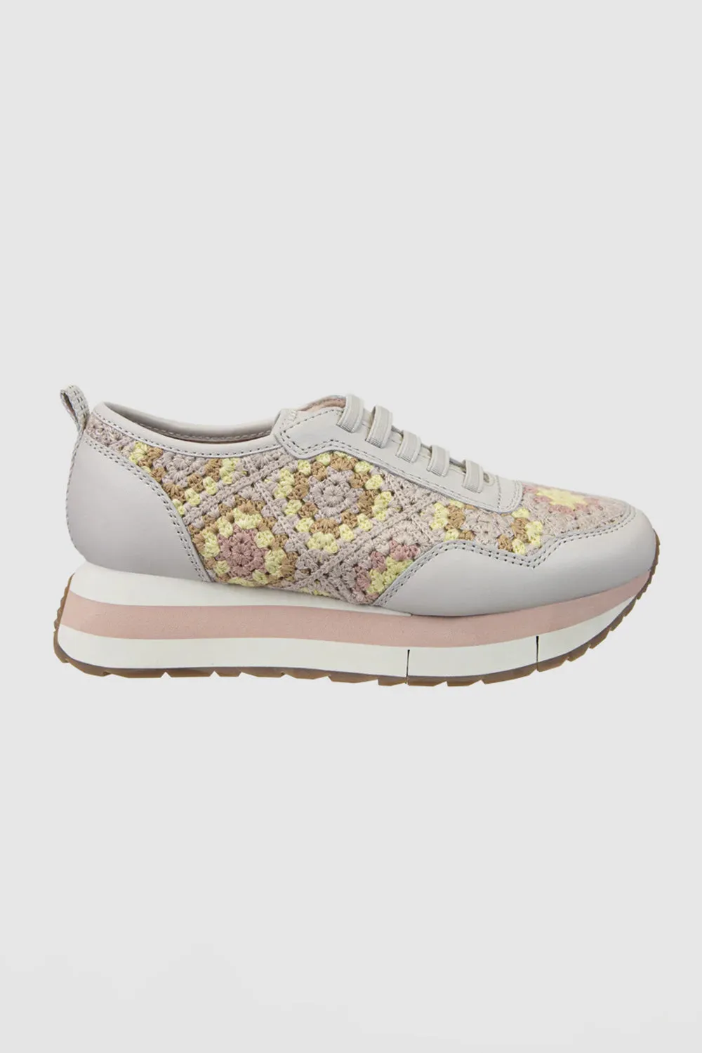 Naked Feet Kinetic Knit Patchwork Sneakers for Women in Cream | KINETIC-PATCHWORK