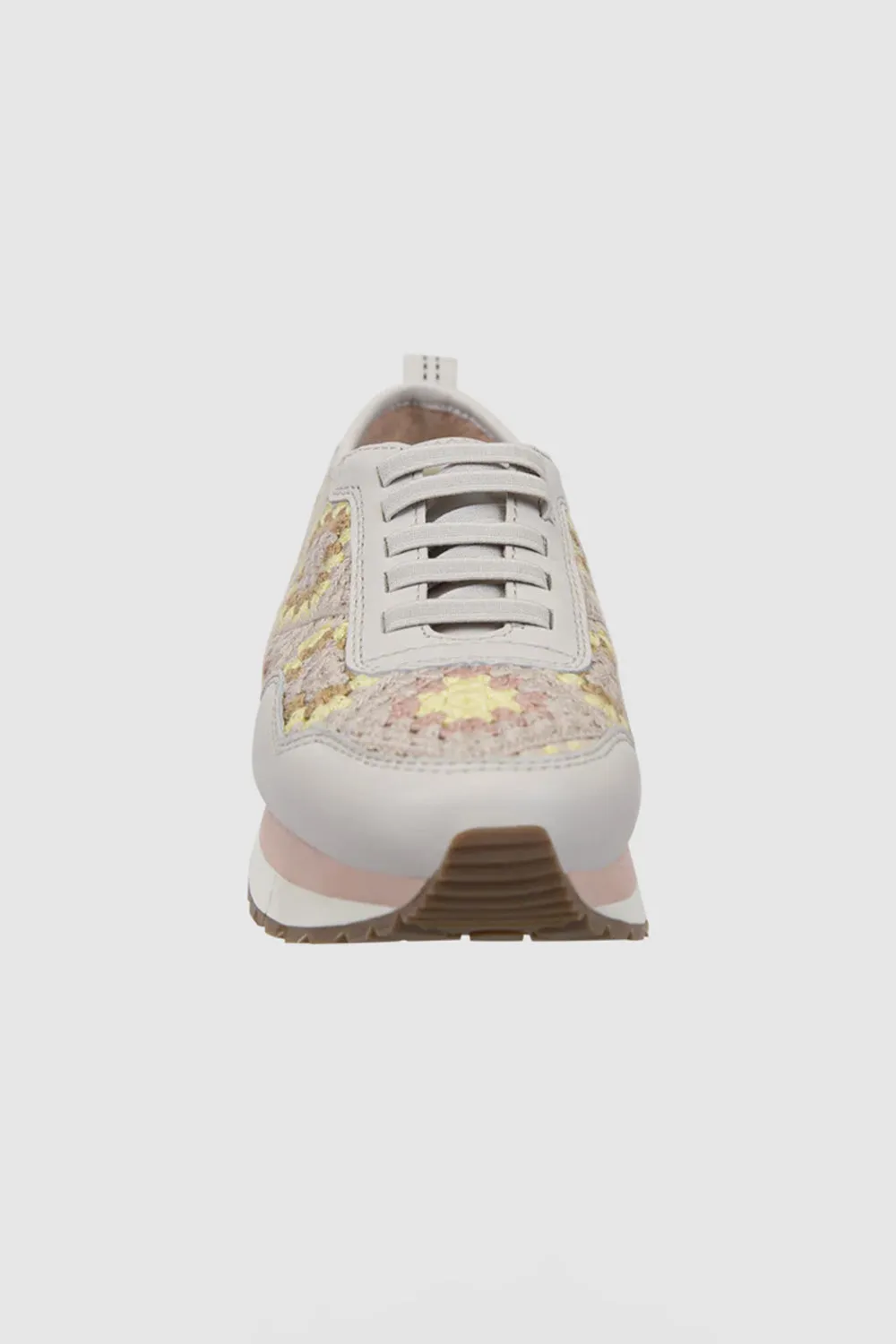 Naked Feet Kinetic Knit Patchwork Sneakers for Women in Cream | KINETIC-PATCHWORK