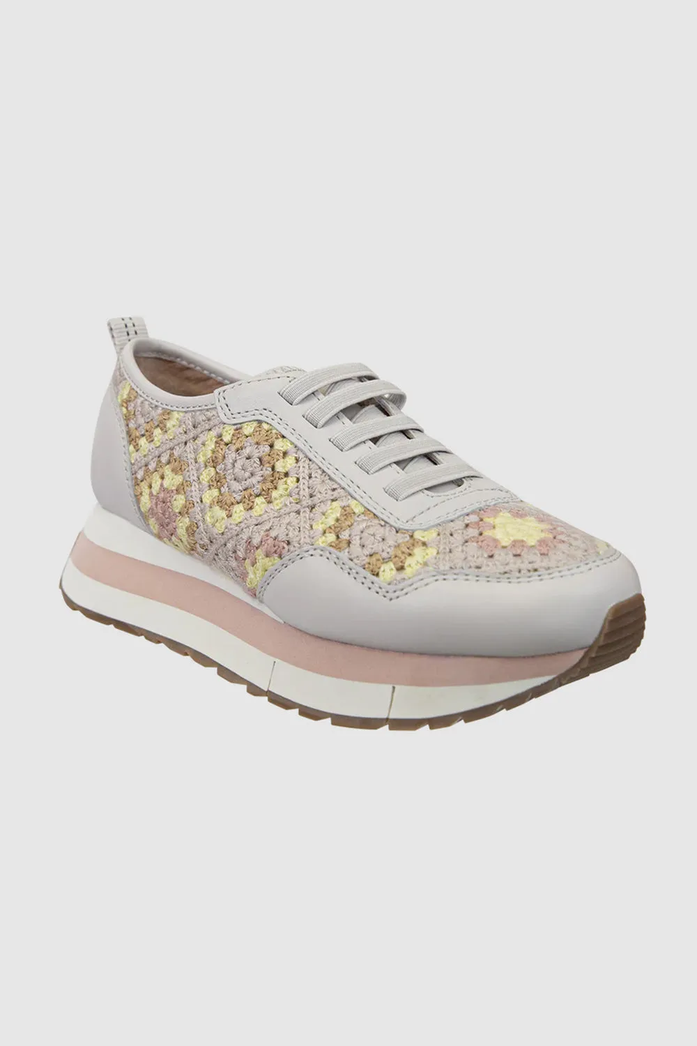 Naked Feet Kinetic Knit Patchwork Sneakers for Women in Cream | KINETIC-PATCHWORK