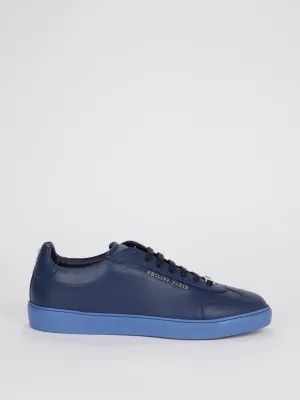 Navy Low Top Leather Sneakers