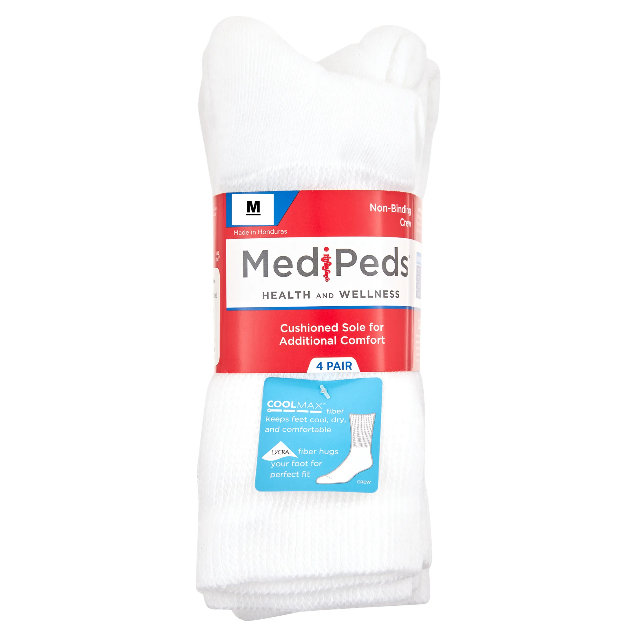 New in package! Unisex Medi-Peds Non Binding Crew socks with cool max & cushioned sole! Socks for Symptoms of Diabetes & Related Conditions!
