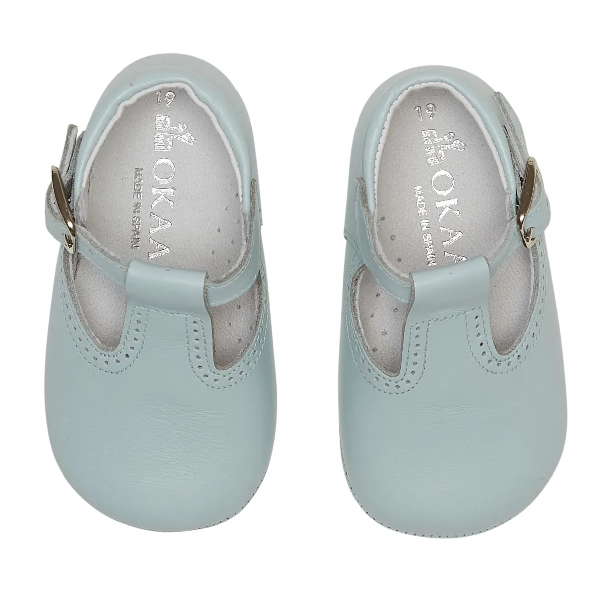 PALE BLUE T-BAR PRAM SHOES