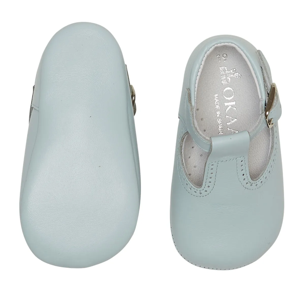 PALE BLUE T-BAR PRAM SHOES