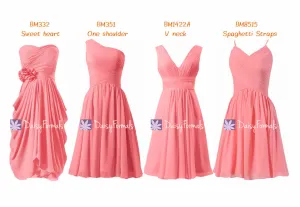 Passion Coral Strapless Formal Dress Mix-Match Light Coral Party Dress (MM64)