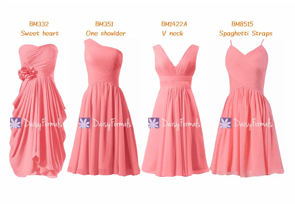 Passion Coral Strapless Formal Dress Mix-Match Light Coral Party Dress (MM64)