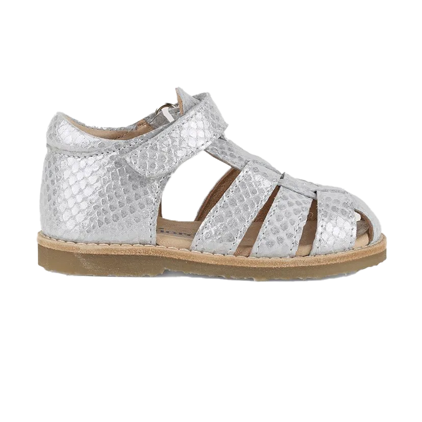 Petit Nord Copenhagen Classic Silver Python Sandals