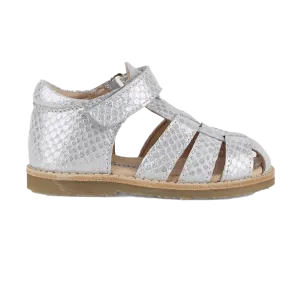 Petit Nord Copenhagen Classic Silver Python Sandals
